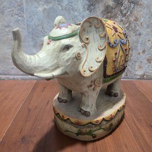 Seymour Mann Circus Elephant Trunk Up Faux Carved Wood Resin Figurine